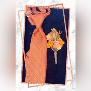 Custom Made Boutonniere With Matching Long Tie For Free